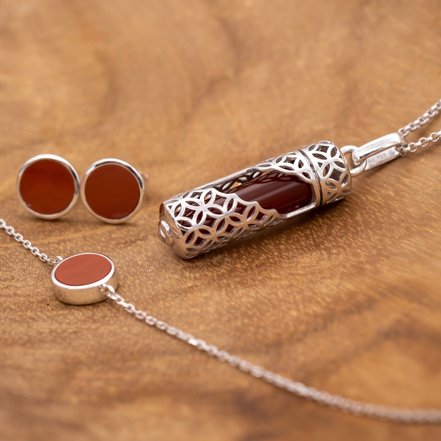 Armband 925er Silber mit Kraftstein Roter Jaspis