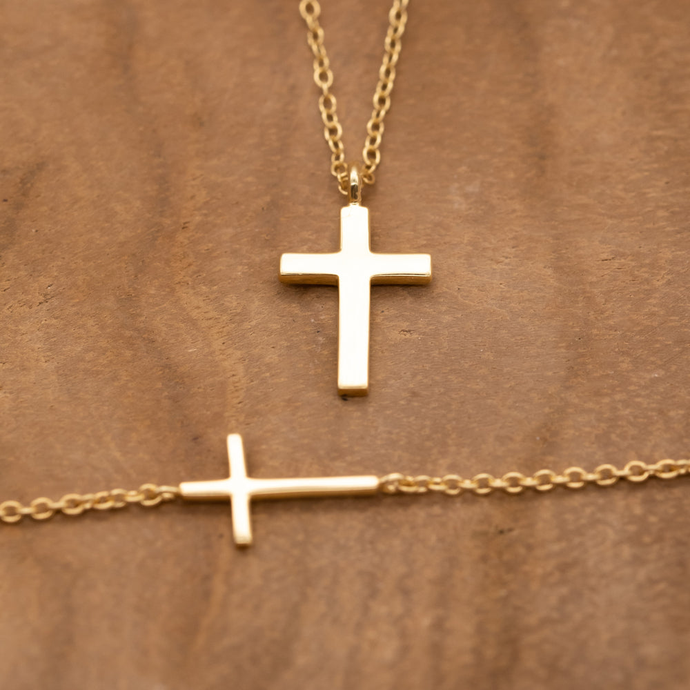 Armband 925er Silber Kreuz Gold