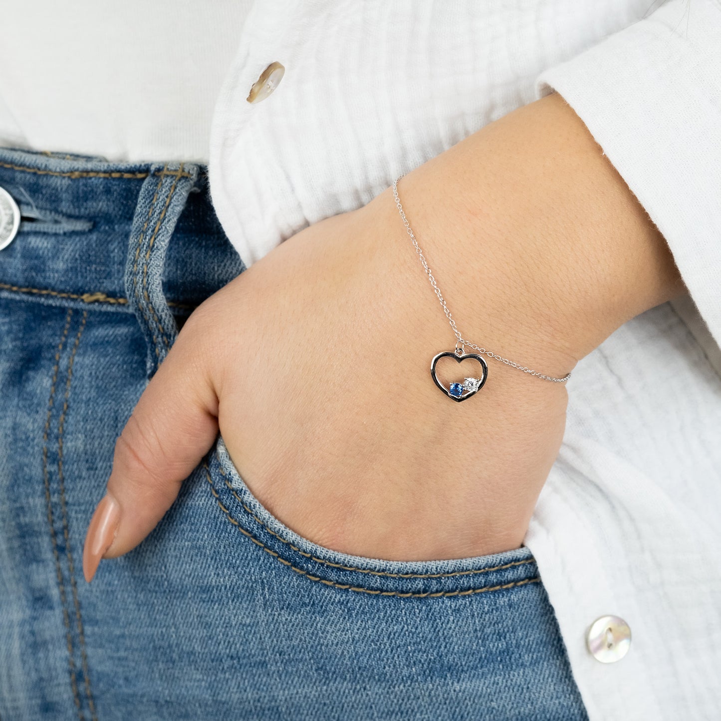 Armband 925er Silber Yin Yang Herz mit Zirkonia