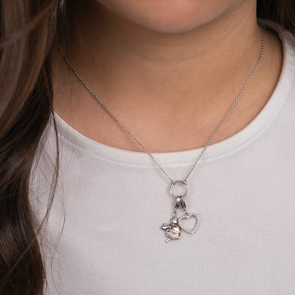 Charm 925er Silber Herzflügel Bicolor
