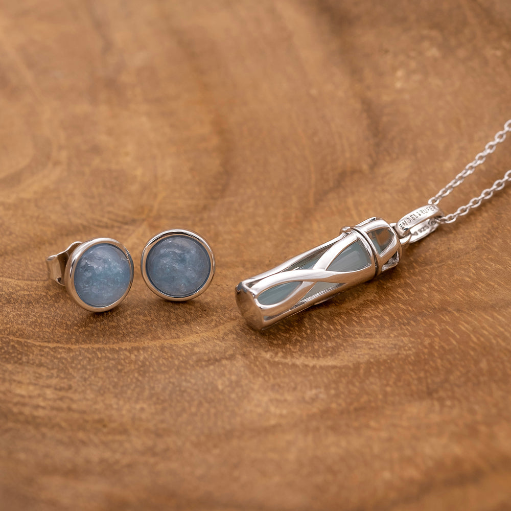 Ohrstecker 925er Silber mit Kraftstein Blauer Achat