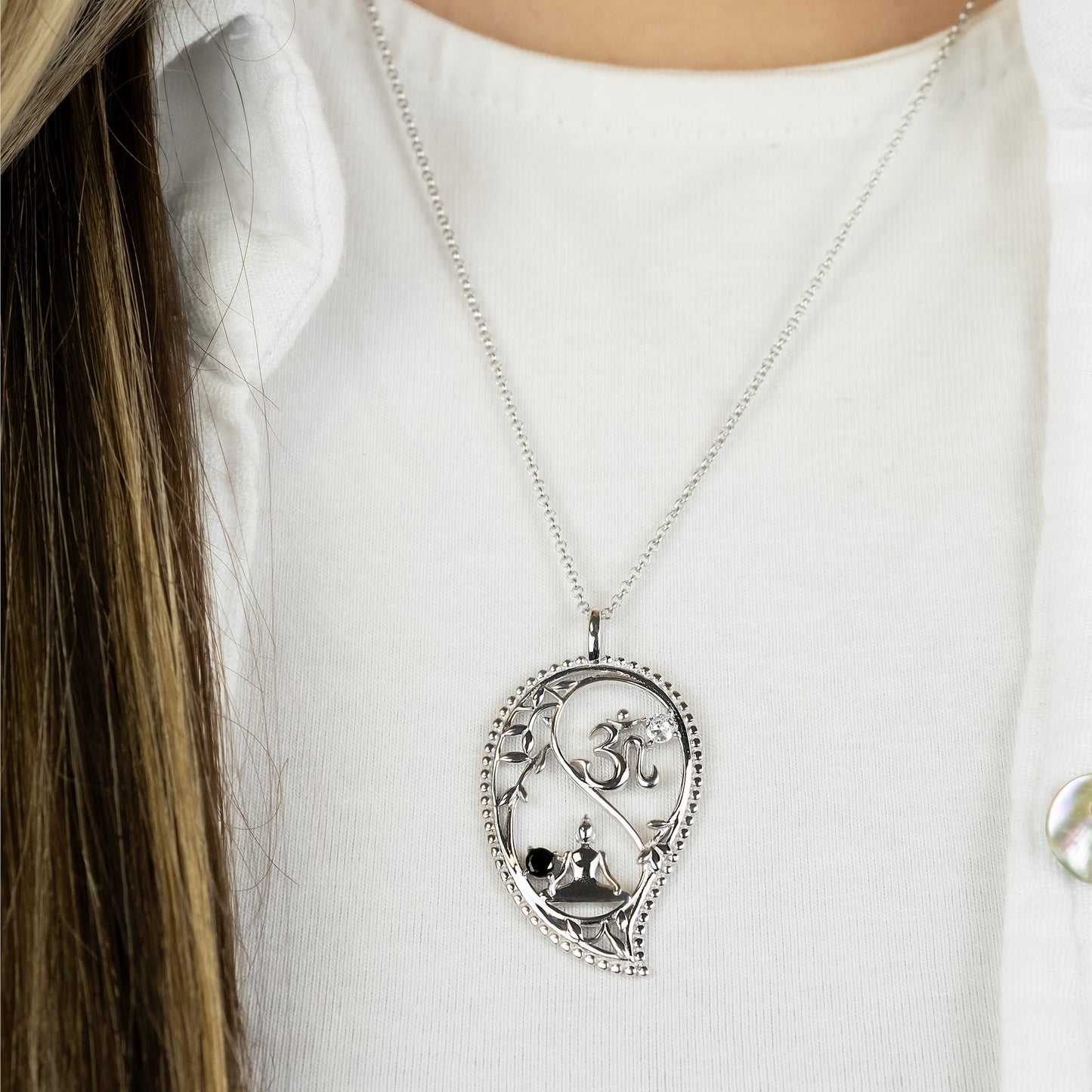 Anhänger 925er Silber Yin Yang Drop mit Zirkonia