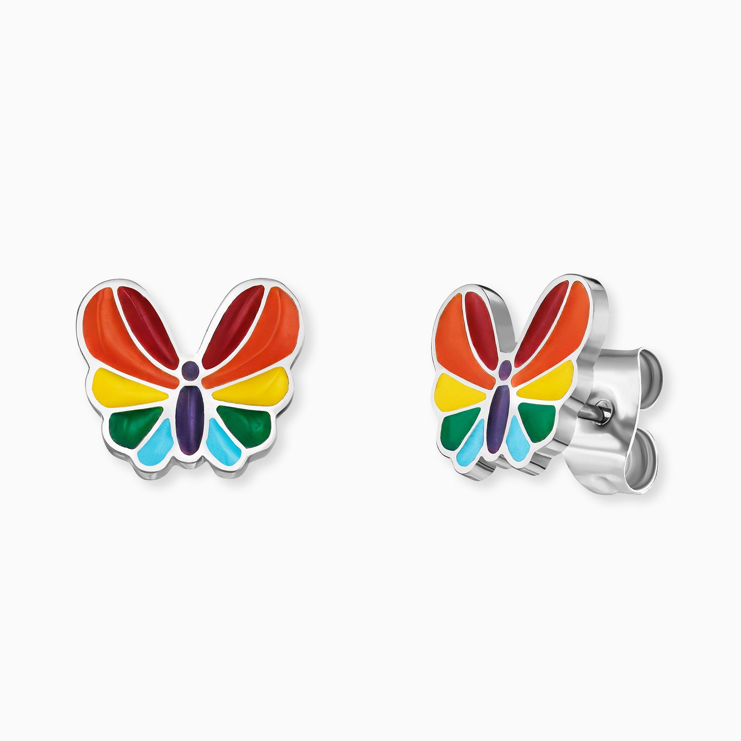 Kinder Ohrstecker Edelstahl bunt Schmetterling mit Emaille
