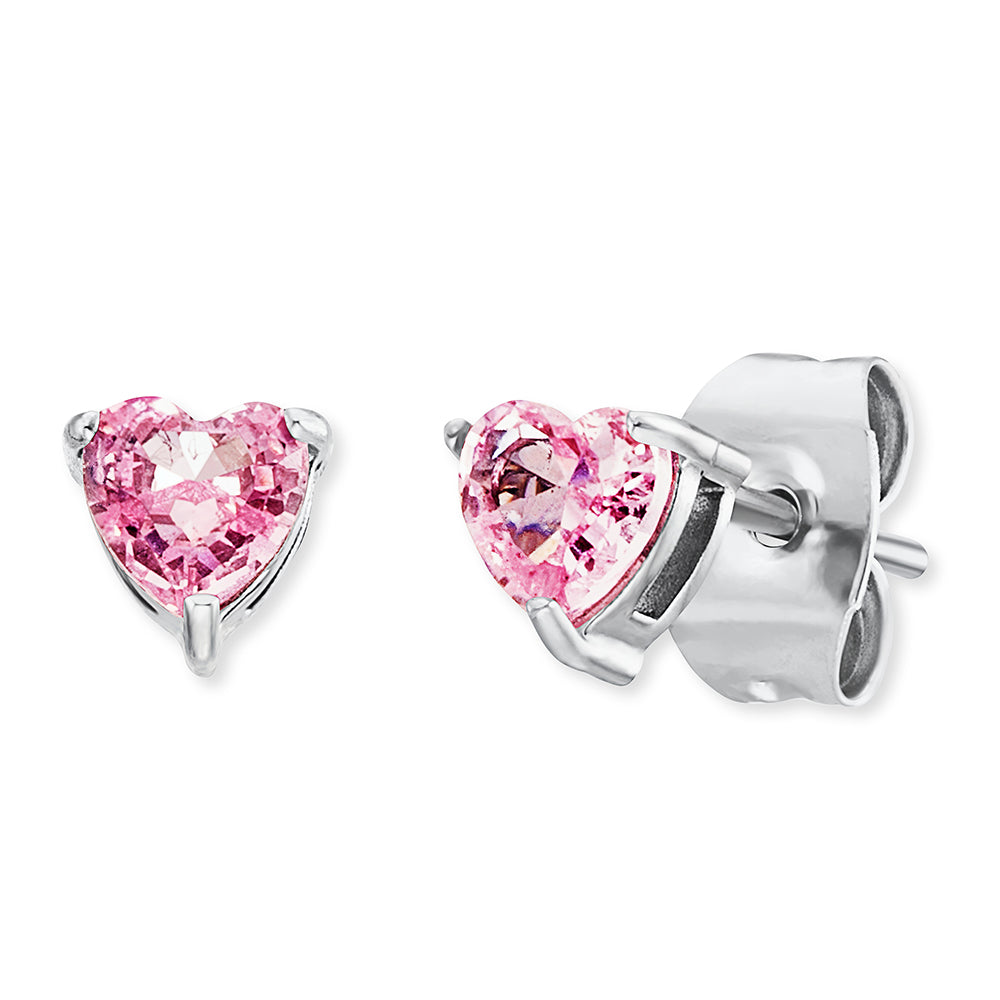 Kinder Ohrstecker Edelstahl Herz aus Zirkoniastein