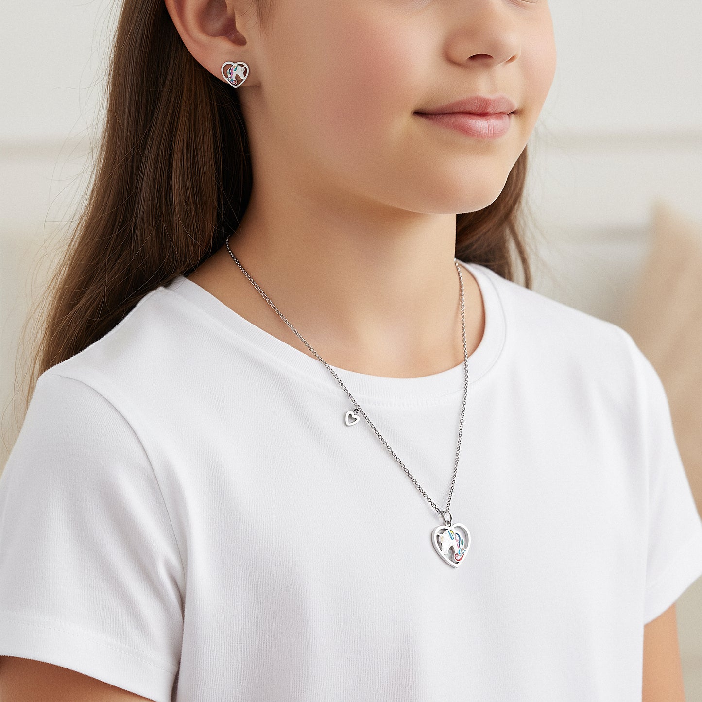 Kinder Ohrstecker Edelstahl Einhorn mit Emaille