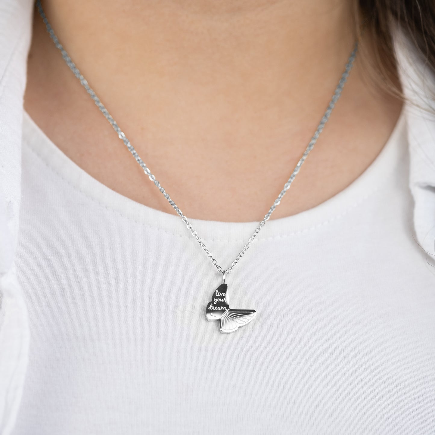 Grußkarte Dream mit Halskette Edelstahl SIlber