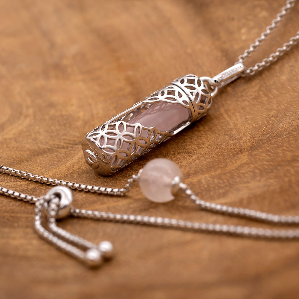 Armband 925er Silber mit Kraftstein Rosenquarz