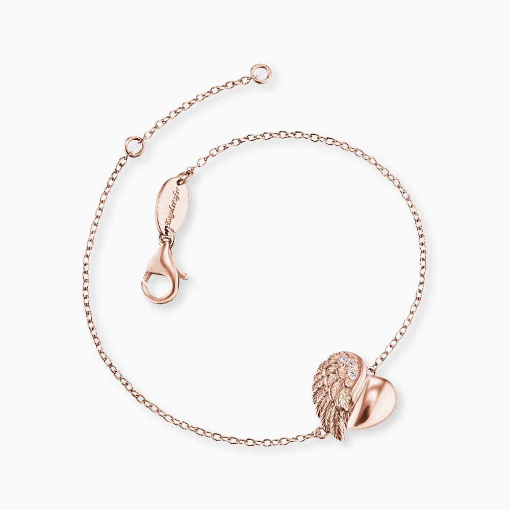 Armband 925er Silber Herzflügel mit Zirkonia gold