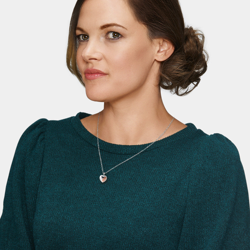 Halskette 925er Silber Herz Bicolor