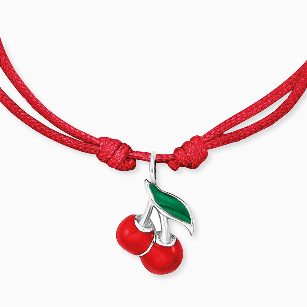 Kinder Armband Nylon Kirsche mit Emaille