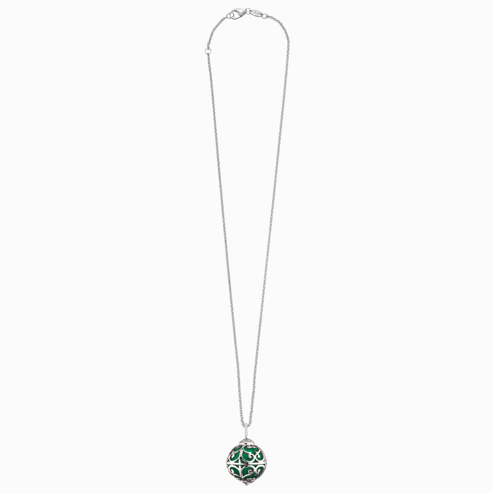 Kinder Halskette 925er Silber Engelsrufer mit Klangkugel Grün