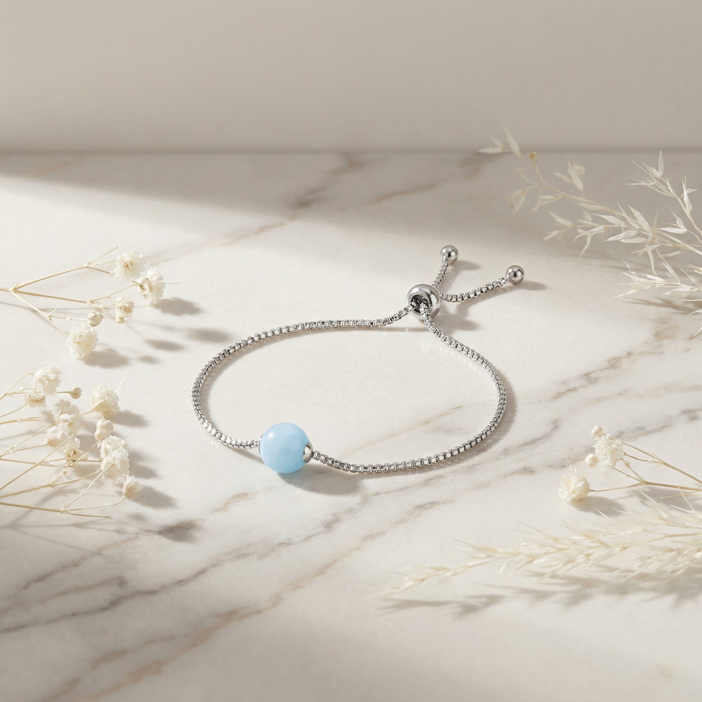 Armband 925er Silber mit Kraftstein Blauer Achat