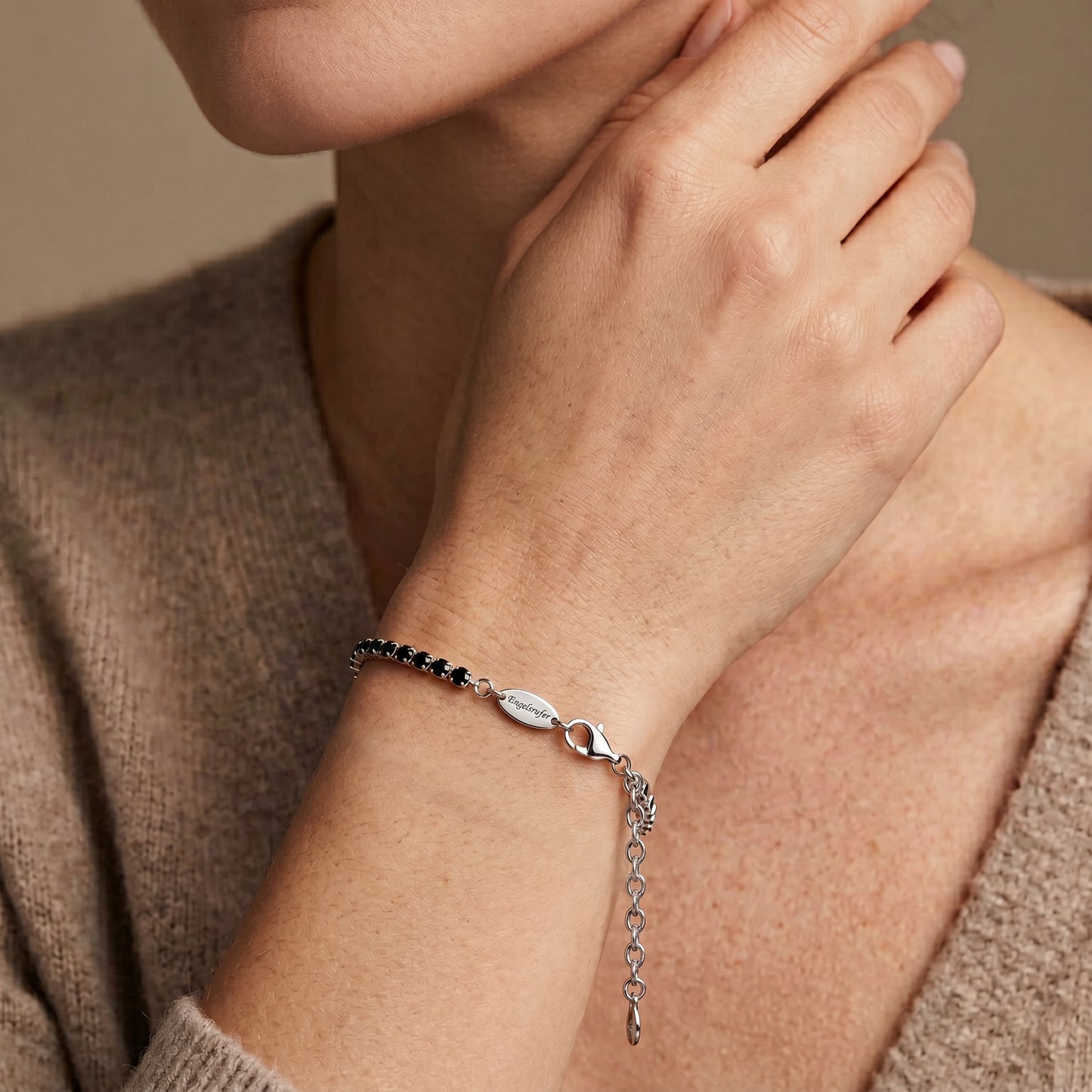 Armband 925er Silber Shiny Tennis mit Zirkonia schwarz