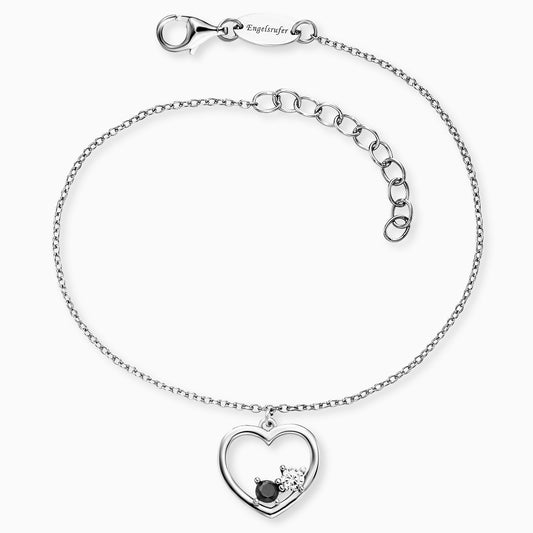 Armband Yin Yang Herz Silber mit Zirkonia