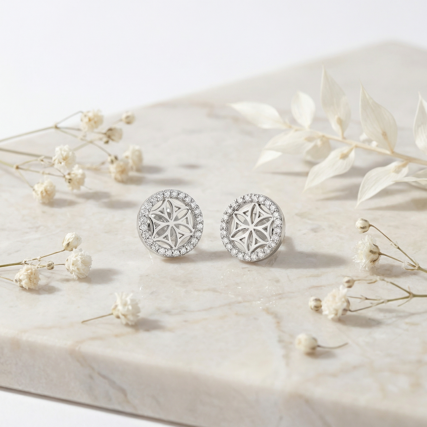 Ohrstecker 925er Silber Lebensblume mit Zirkonia