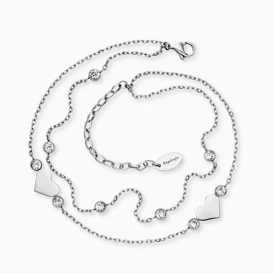 Fußkette Edelstahl Herz Moonlight silber mit Zirkonia