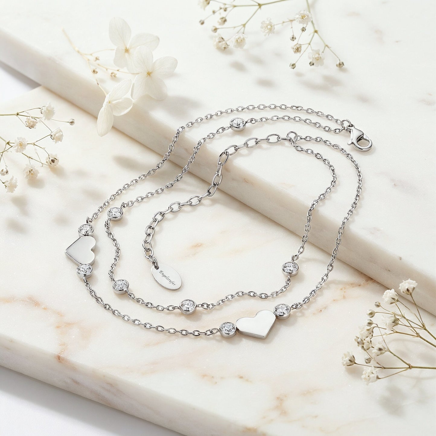 Fußkette Edelstahl Herz Moonlight silber mit Zirkonia