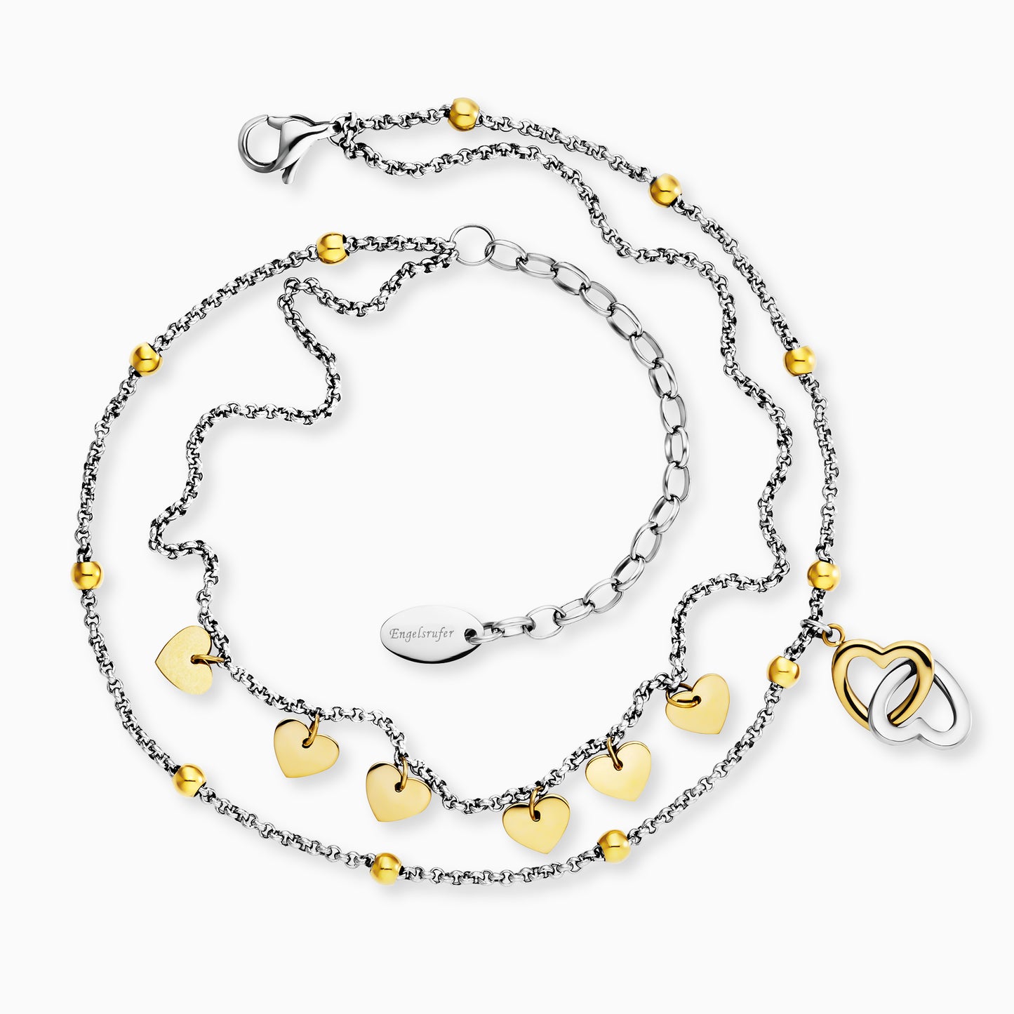 Fußkette Edelstahl Herzen Bicolor