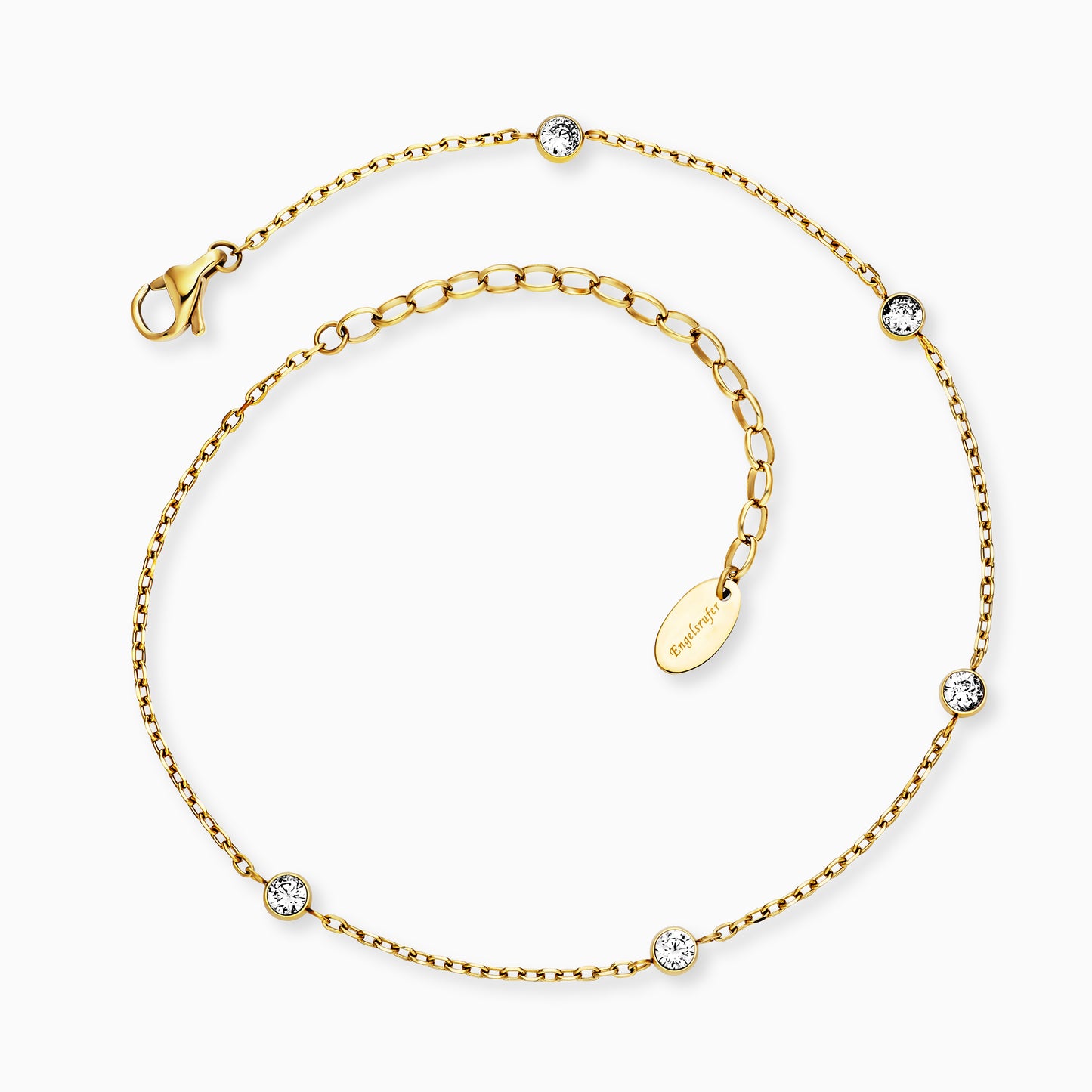 Fußkette Edelstahl Moonlight IP gold mit Zirkonia