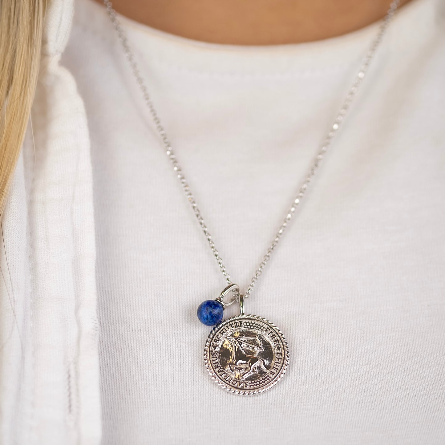 Engelsrufer Damen Kette Silber mit Zirkonia und Lapislazuli Stein für Sternzeichen Schütze