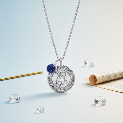 Halskette 925er Silber Schütze mit Kraftstein Lapislazuli und Zirkonia