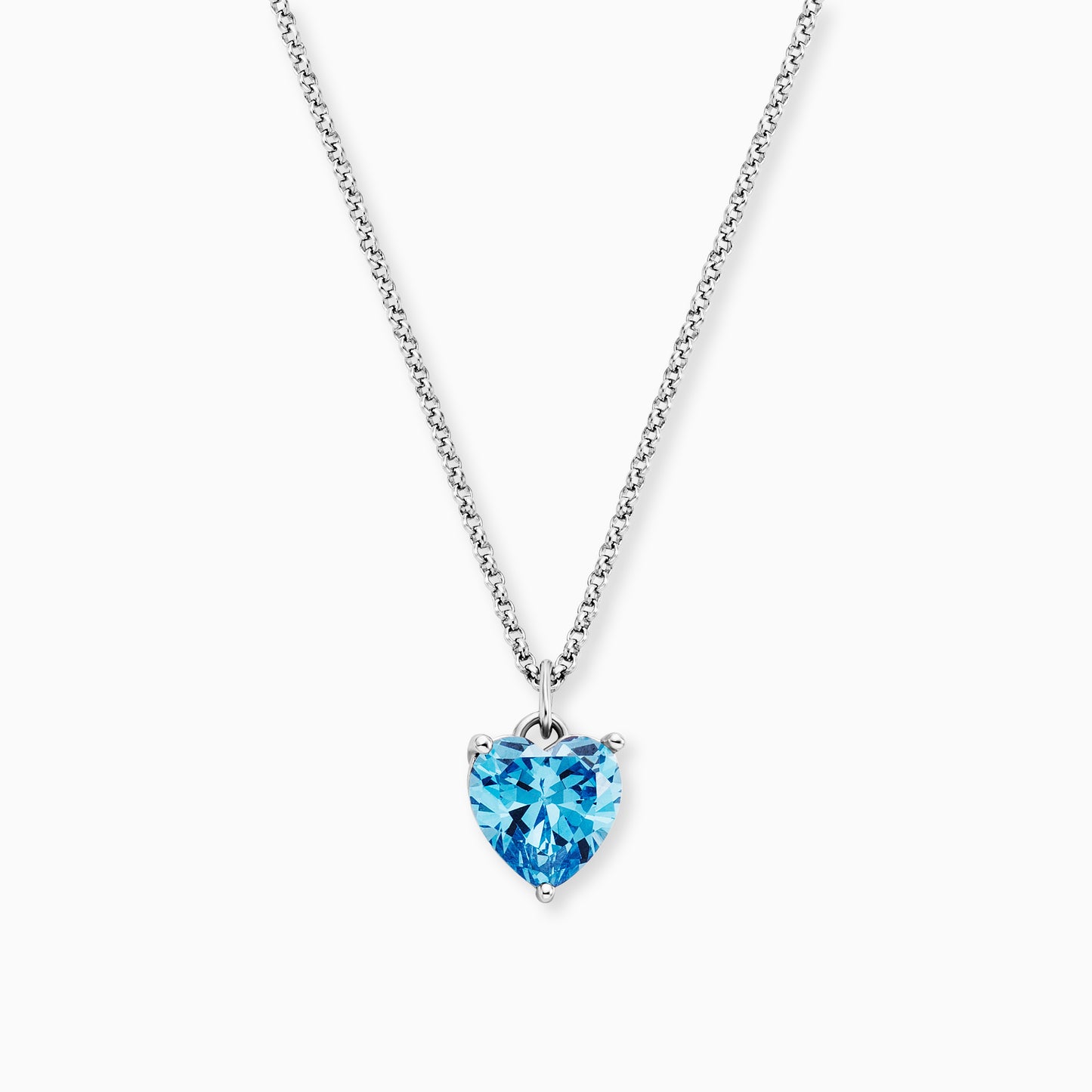 Halskette 925er Silber Herz Shiny mit Zirkonia blau