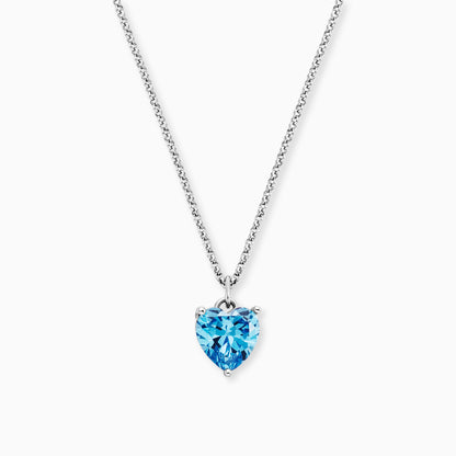 Halskette 925er Silber Herz Shiny mit Zirkonia blau