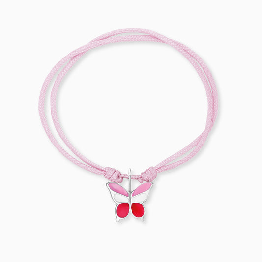 Kinder Armband Schmetterling Edelstahl mit Emaille und Nylon