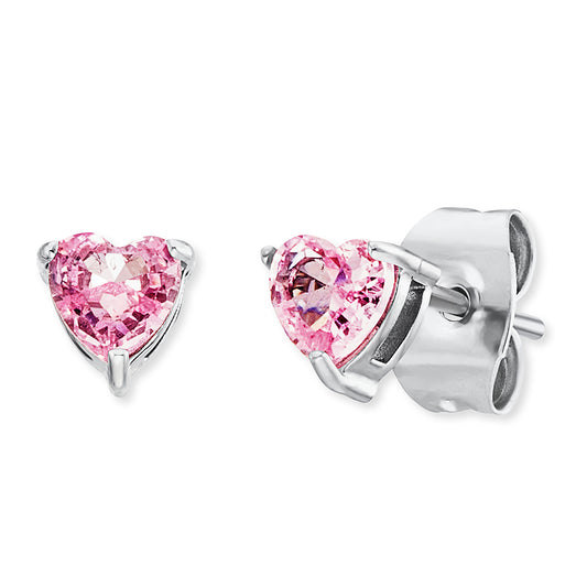 Kinder Ohrstecker Edelstahl Herz aus Zirkoniastein