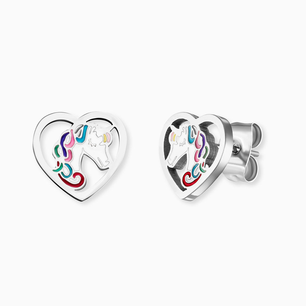 Kinder Ohrstecker Edelstahl Einhorn mit Emaille