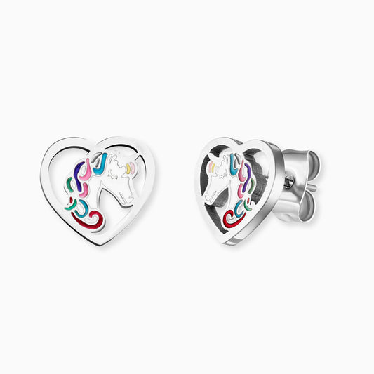 Kinder Ohrstecker Edelstahl Einhorn mit Emaille