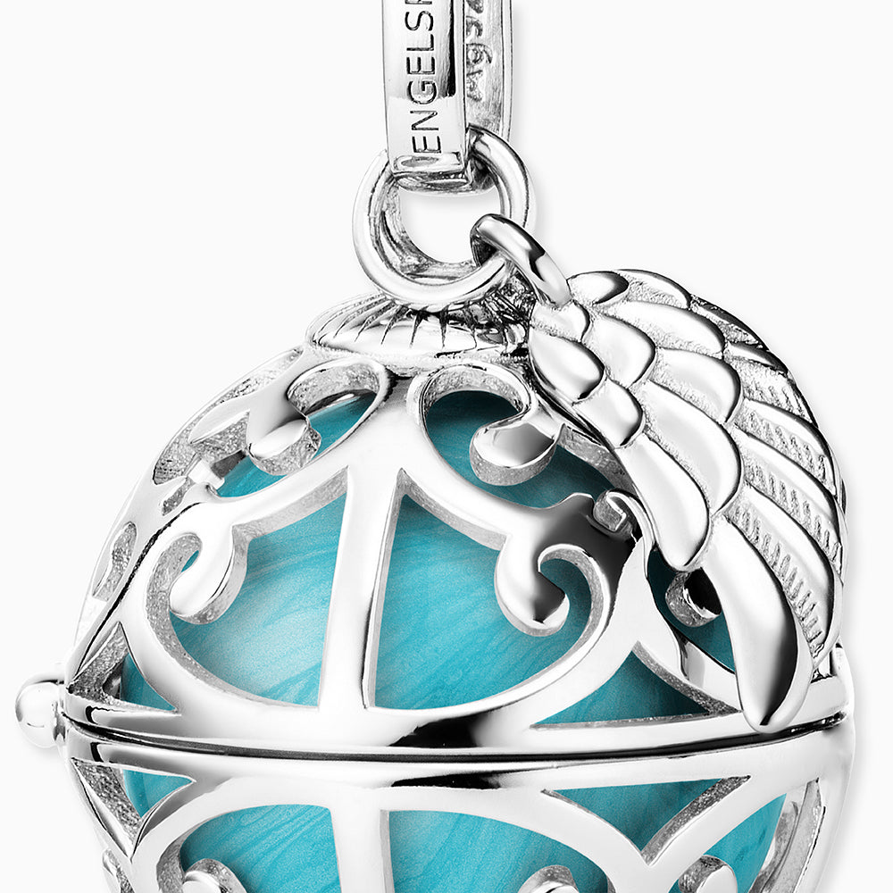 Engelsrufer women's pendant silver with wings and Chime in mother-of-pearl color in turquoise