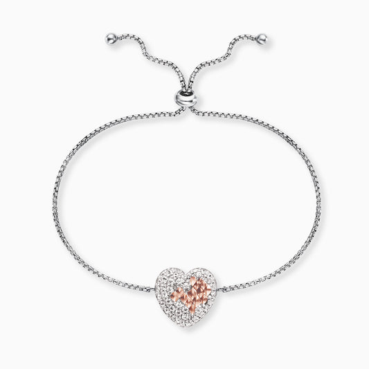 Engelsrufer women's bracelet heart symbol with bicolor zirconia and drawstring closure