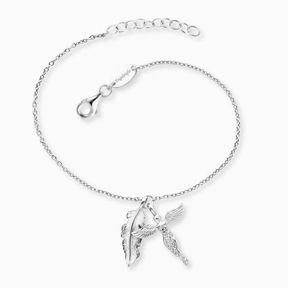 Engelsrufer Damen-Armband silber mit Feder Anhänger und Schutzengel mit Zirkonia