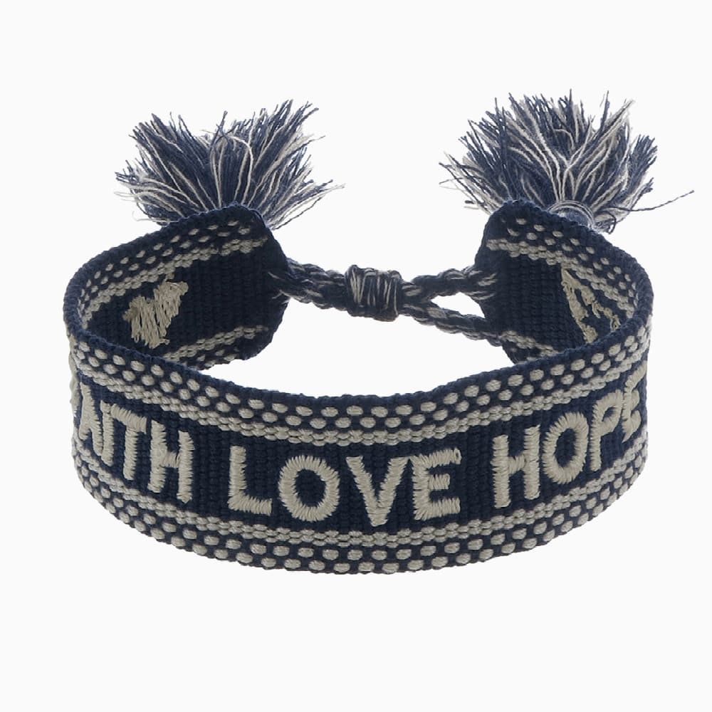 Engelsrufer Damen Stoffarmband mit Stickerei FAITH LOVE HOPE