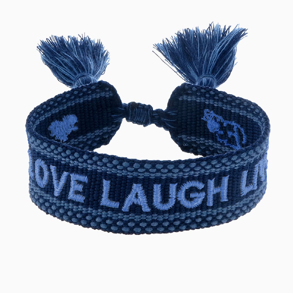 Engelsrufer Damen Stoffarmband mit Stickerei LOVE LAUGH LIVE