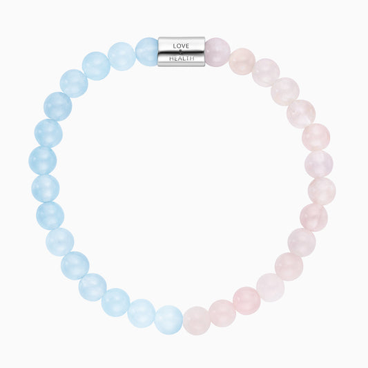 Engelsrufer women's stretch bracelet with jewelry engraving silver rose quartz and blue agate stone M