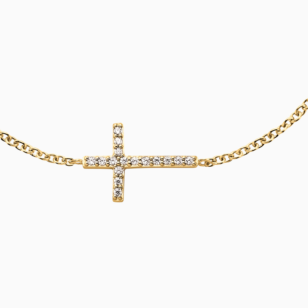 Engelsrufer women's bracelet cross silver gold plated with zirconia