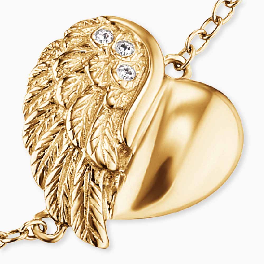 Engelsrufer women's bracelet heart and wing pendant with zirconia