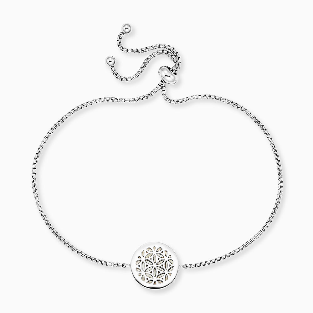 Engelsrufer bracelet in silver with tree of life on white mother-of-pearl