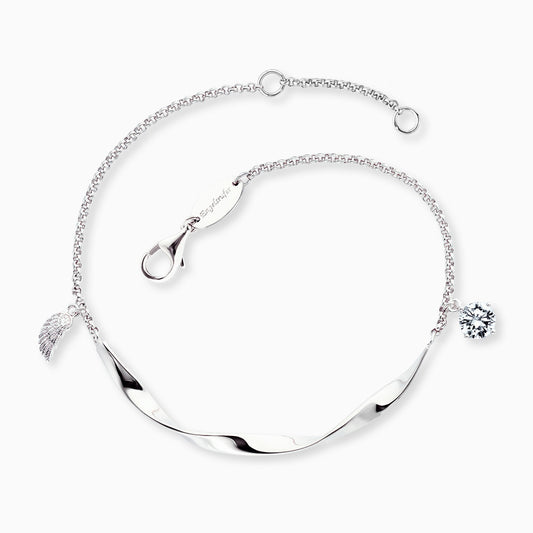Engelsrufer Twist bracelet with small wing and silver zirconia stone