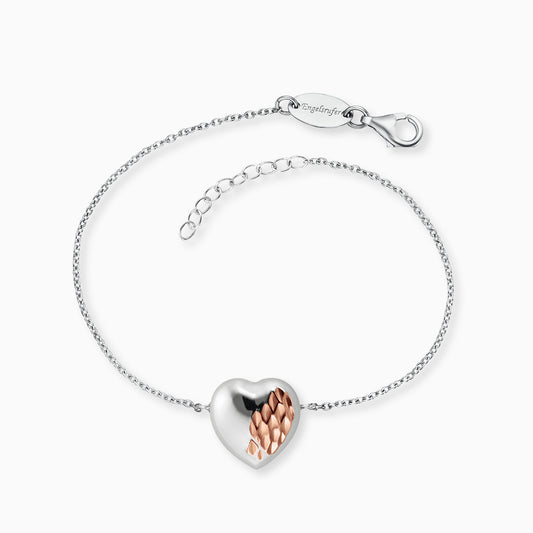 Engelsrufer women's bracelet with heart pendant in silver and rose gold details