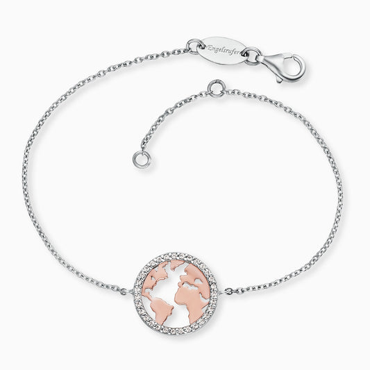 Engelsrufer women's bracelet silver and rose gold world with zirconia stones