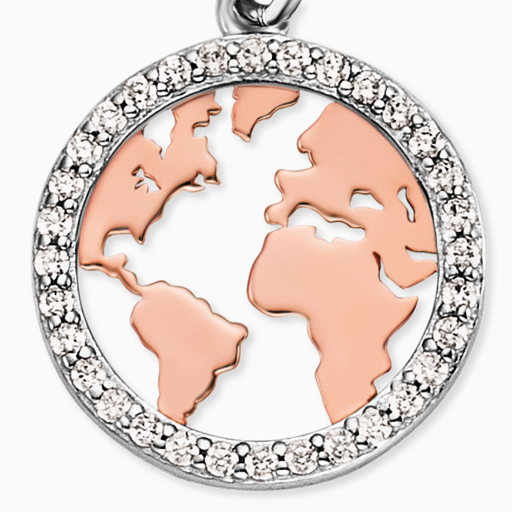 Engelsrufer women's charm world silver & rose with zirconia stones