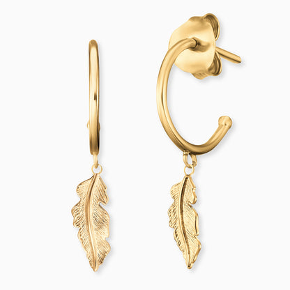 Engelsrufer women's hoop earrings gold with feather pendant