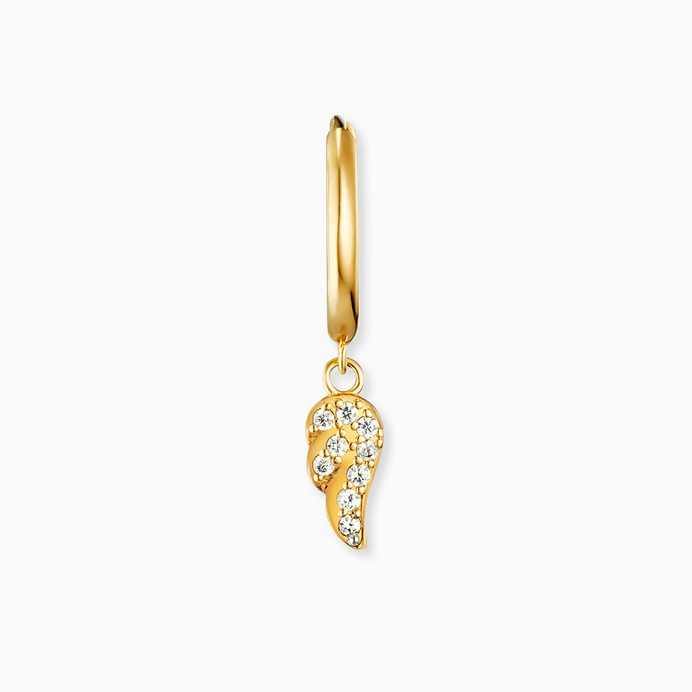 Engelsrufer Creole gold plated with flying wings and zirconia