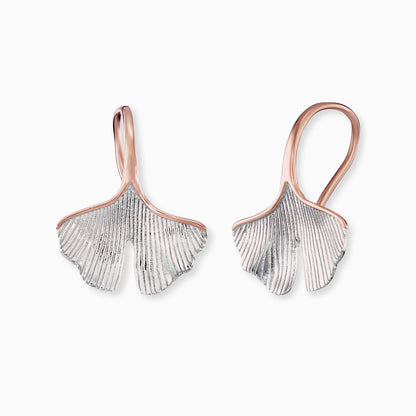 Engelsrufer earrings ginkgo leaf bicolor silver