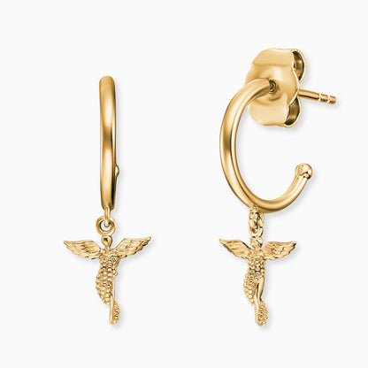 Engelsrufer women's gold hoop earrings with guardian angel small