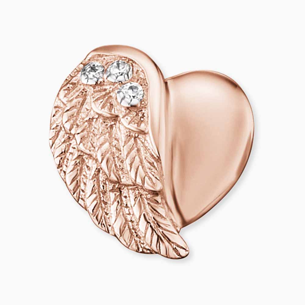 Engelsrufer women's heart wing earrings with rose zirconia