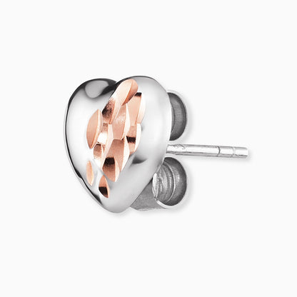 Engelsrufer women's silver heart stud earrings with rose gold details